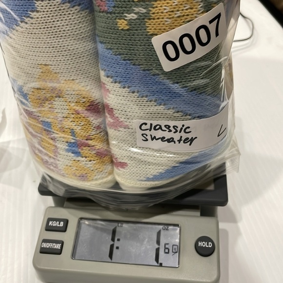 Classic Made in England Knit Sweater Sz Large Floral Crewneck Cream Long Sleeve - Picture 14 of 14